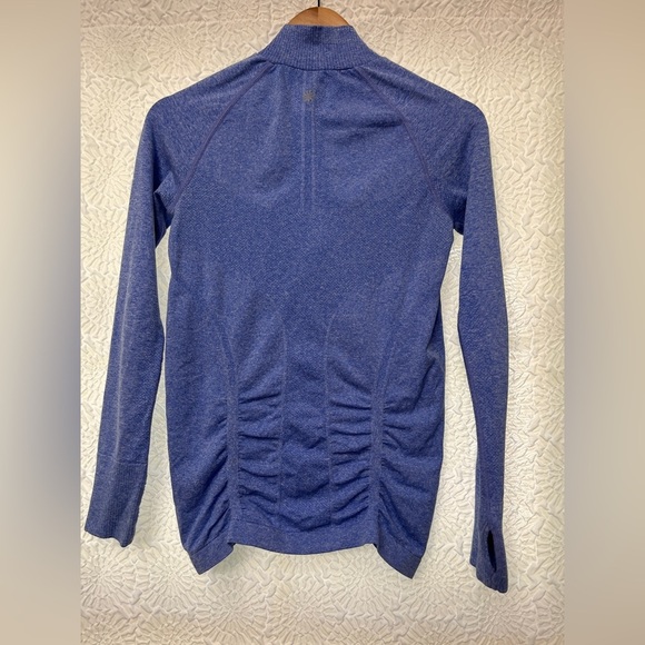 Athleta Fastest Track Half Zip Top Size Small Sapphire Blue Heather Athleisure - Picture 13 of 14
